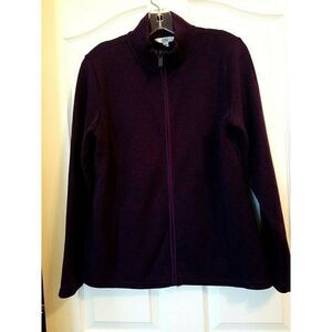 Croft & Barrow Full Zip Fleece Long Sleeves Purple Pockets Polyester Womens M